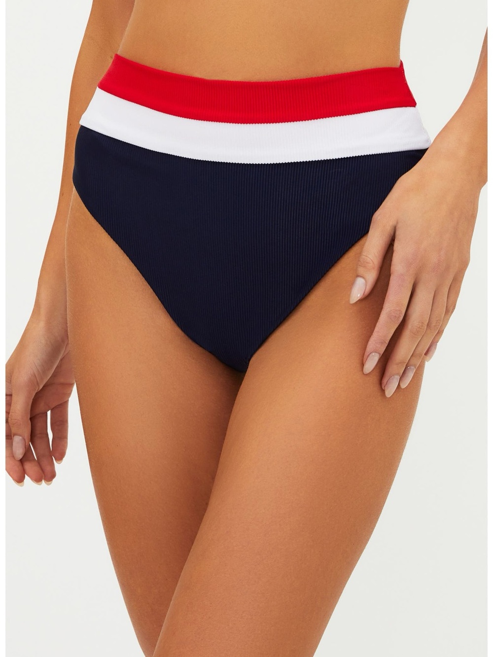 New! Beach Riot Heidi Colorblock High Waist Rib Bikini Bottoms M 34174